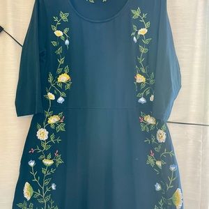 EShakti Floral Embellished Cotton Knit Dress